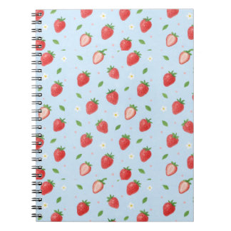Pastel Strawberry Dreams Nahtloses Muster Notizblock