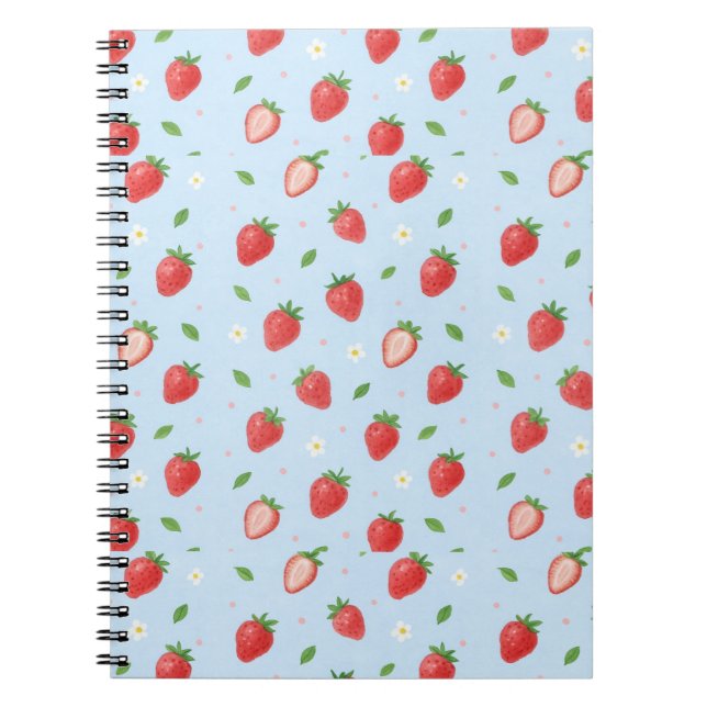 Pastel Strawberry Dreams Nahtloses Muster Notizblock (Vorderseite)