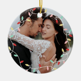 Pastel String Lights 1. Weihnachten als Mr. & Mrs. Keramik Ornament