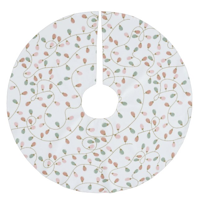  Pastel String Lights on Snowy White Polyester Weihnachtsbaumdecke (Vorderseite)