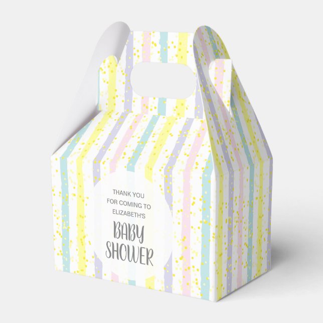 Pastel Stripes Babydusche Geschenkschachtel (Vorderseite)