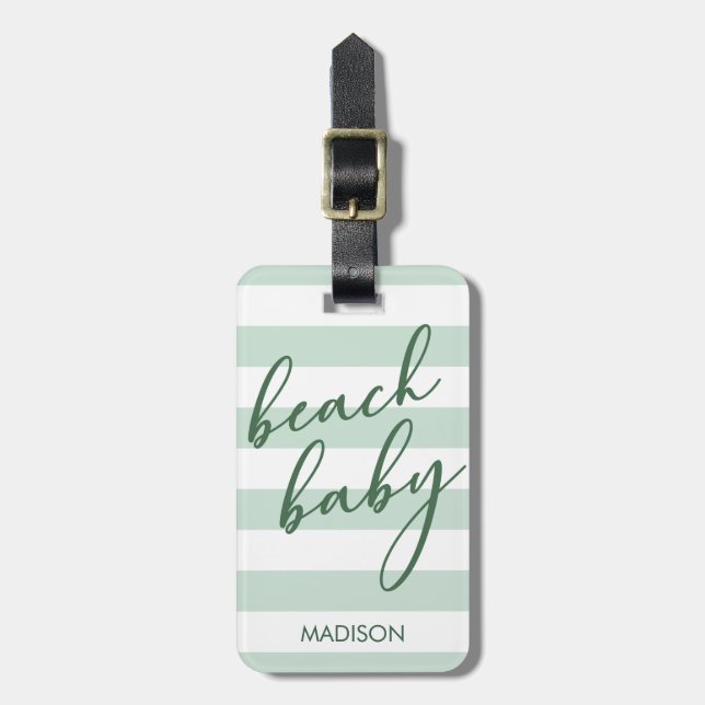 Pastel Stripes Beach Baby Gepäckanhänger (Vorderseite vertikal)