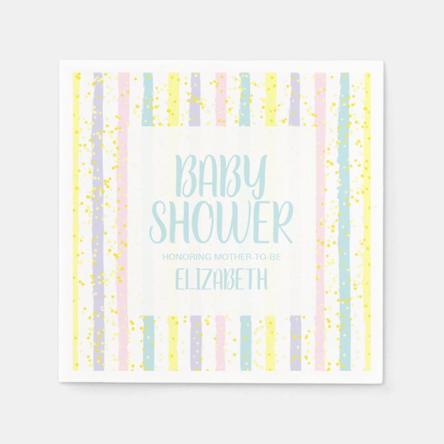 Pastel Stripes Boy Babydusche Serviette (Vorderseite)