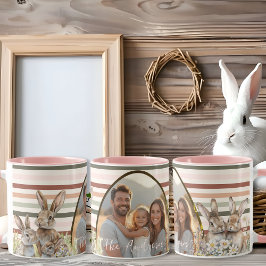 Pastel Stripes Foto Ostern mit Bunnies Tasse