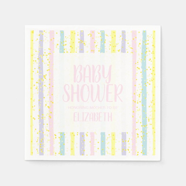 Pastel Stripes Girl Babydusche Serviette (Vorderseite)