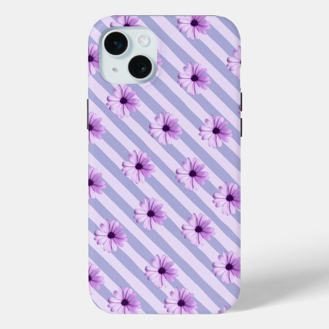 Pastel stripes pattern with Daisies Case-Mate iPhone Hülle (Rückseite)