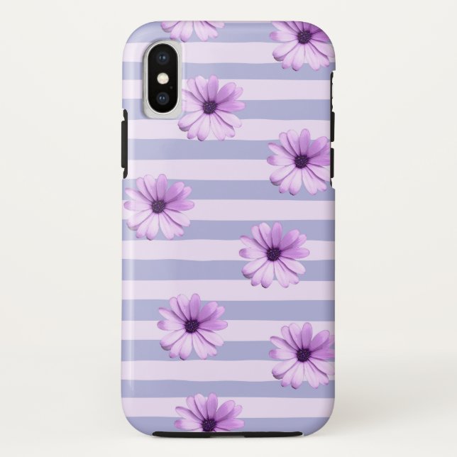 Pastel stripes pattern with Daisies Case-Mate iPhone Hülle (Rückseite)
