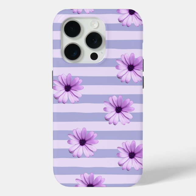 Pastel stripes pattern with Daisies Case-Mate iPhone Hülle (Rückseite)