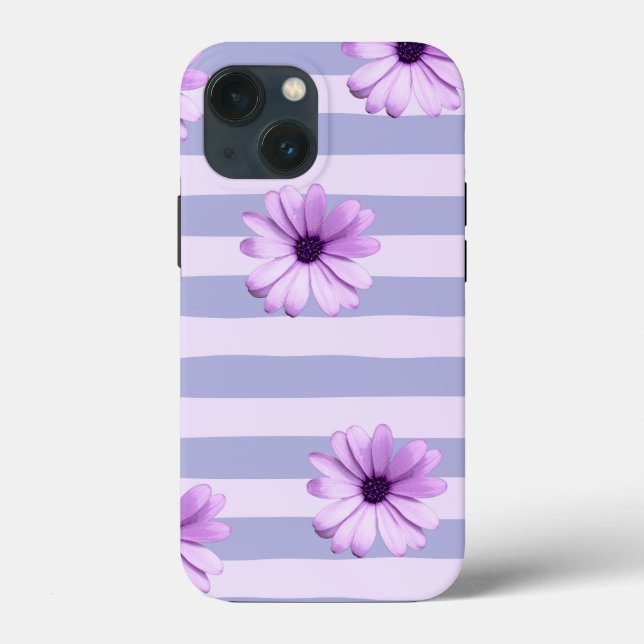 Pastel stripes pattern with Daisies Case-Mate iPhone Hülle (Rückseite)