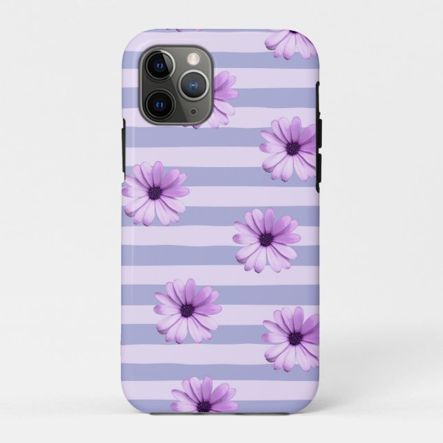 Pastel stripes pattern with Daisies Case-Mate iPhone Hülle (Rückseite)