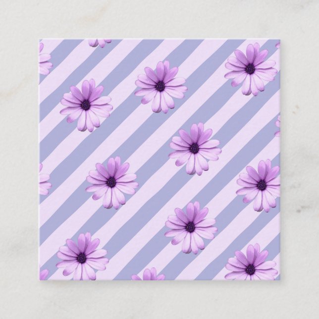 Pastel stripes pattern with Daisies Telefonnummerkarte (Vorderseite)