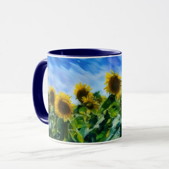 Pastel Style Art Sunflower Coffee Tea Mug (Devant gauche)