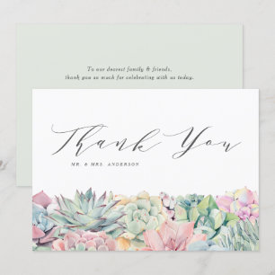 Pastel succulents Garland Wedding Dankeskarte