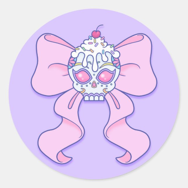 Pastel Sugar Skull Runder Aufkleber (Vorderseite)