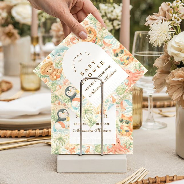 Pastel Summer Animals Baby Shower Serviette (Von Creator hochgeladen)