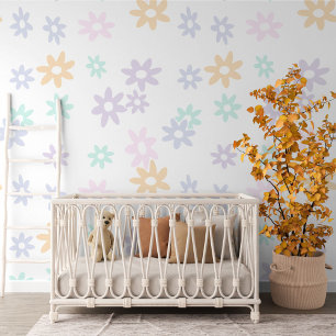 Pastel Summer Pink Minze Green Blue Blumenmuster M Tapete