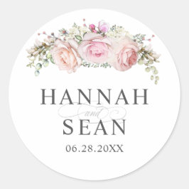 Pastel Summer Rose Gastgeschenk Hochzeit Runder Aufkleber