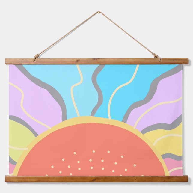 Pastel Sunrise Wandteppich Mit Holzrahmen (Vorne)