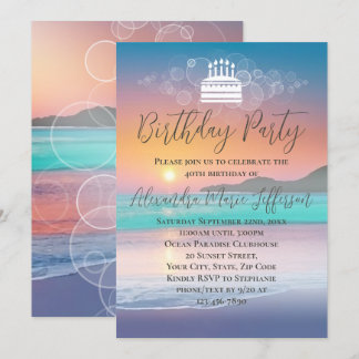 Pastel Sunset Beach Ocean Geburtstagsparty Einladung