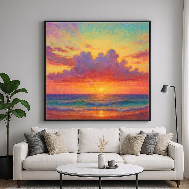 Pastel Sunset Beach - Painterly Seascape Poster (Von Creator hochgeladen)