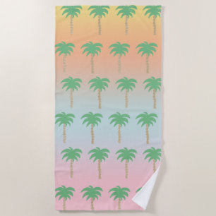 Pastel Sunset Palm Tree Ombre Gradient Strandtuch