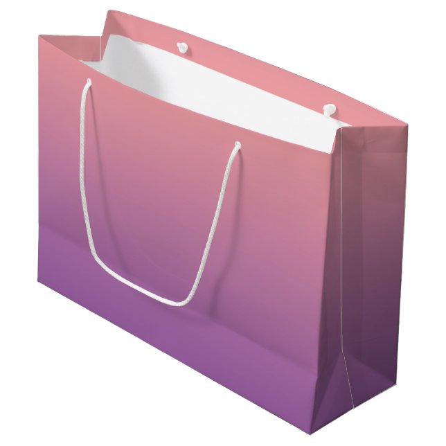 Pastel Sunset Pink Lila Ombre Gradient Große Geschenktüte (Vorderseite Schrägansicht)