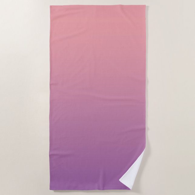Pastel Sunset Pink Lila Ombre Gradient Strandtuch (Vorderseite)