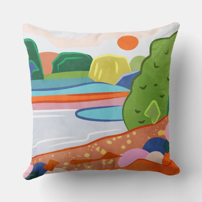 Pastel Sunset über dem Tal Kissen (Rückseite)