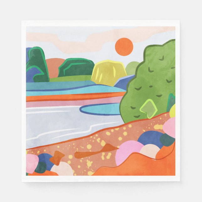 Pastel Sunset über dem Tal Serviette (Vorderseite)