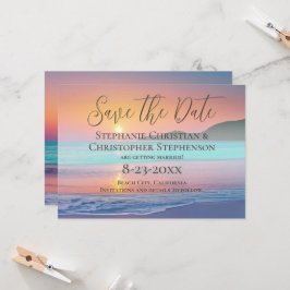 Pastel Sunset Zielstrand Save the Date Einladung