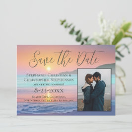 Pastel Sunset Zielstrand Save the Date Einladung