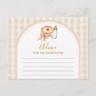 Pastel Süsse Pie Gingham Baby Shower Ratschläge Ma Begleitkarte