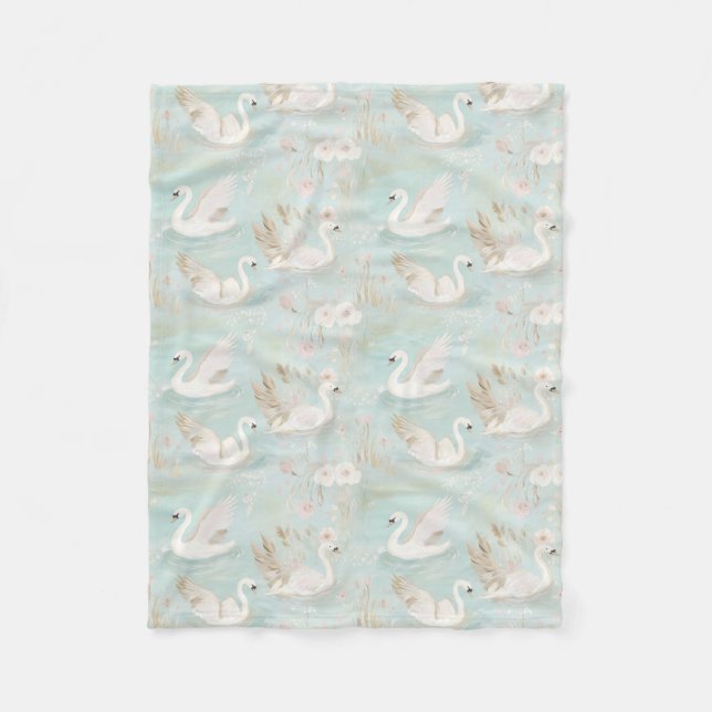 Pastel Swan Pattern Fleecedecke (Vorderseite)