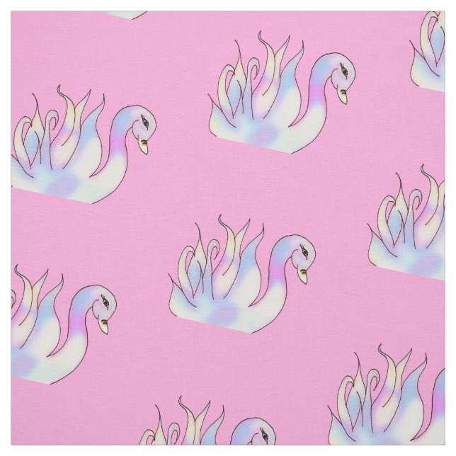 Pastel Swans Handgezeichnete Kunststoffe Stoff (Muster)