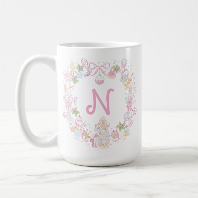Pastel Sweet Holiday Treats Monogram Crest  Kaffeetasse (Links)