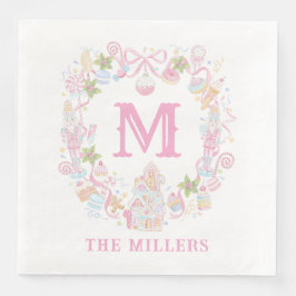 Pastel Sweet Holiday Treats Monogram Crest  Serviette