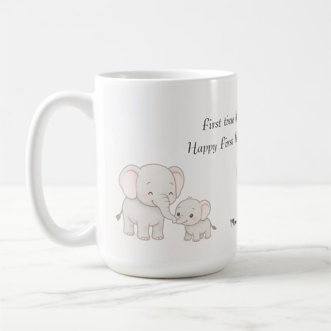 Pastel Sweet Mommy Elephant and Child Tasse (Links)