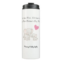 Pastel Sweet Mommy Elephant and Child -
