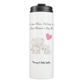 Pastel Sweet Mommy Elephant and Child - Thermosbecher