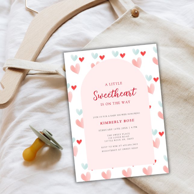 Pastel Sweetheart Arch Valentines Babydusche Einladung (Pastel Sweetheart Arch Valentines Baby Shower Invitation)