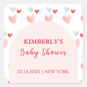 Pastel Sweetheart Arch Valentines Babydusche Quadratischer Aufkleber