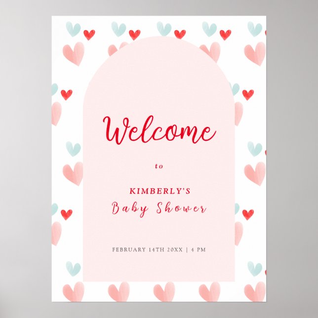 Pastel Sweetheart Arch Welcome Baby Dusche Poster (Vorne)