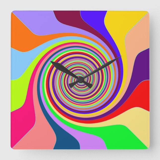 Pastel Swirl Square Wall Clock Quadratische Wanduhr (Vorderseite)