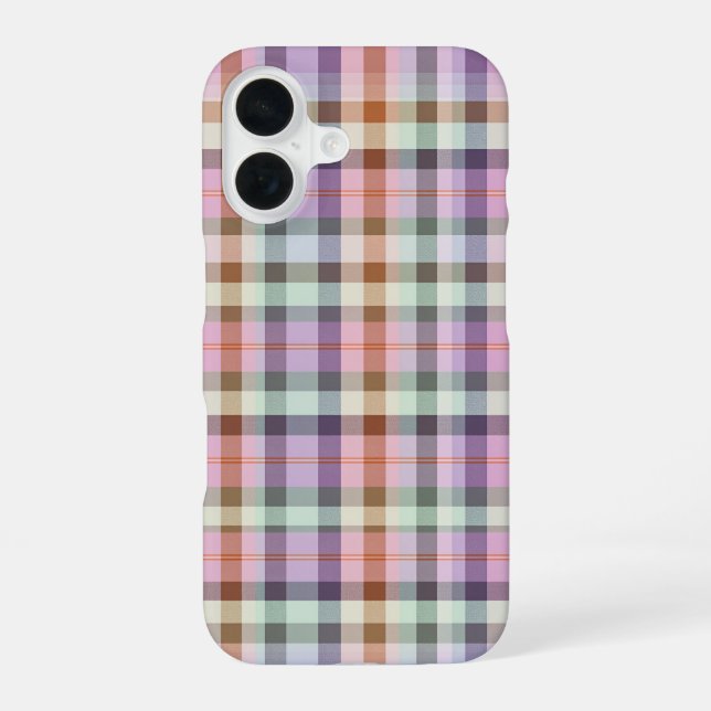 Pastel Tartan Plaid Pattern Design iPhone 16 Hülle (Rückseite)