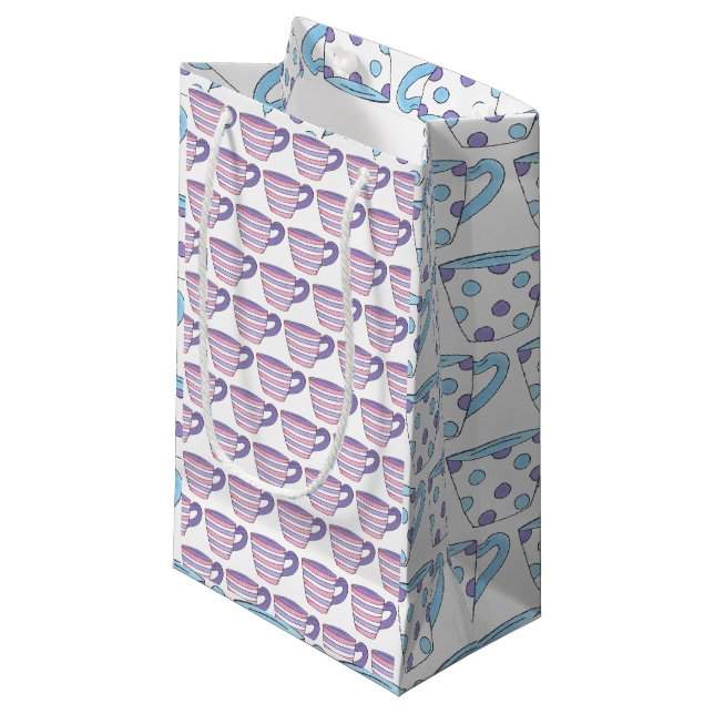 Pastel Tea Cup Teacup Party Cuppa Kleine Geschenktüte (Vorderseite Schrägansicht)
