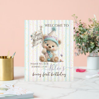 Pastel Teddy Bear Birthday Acrylschild