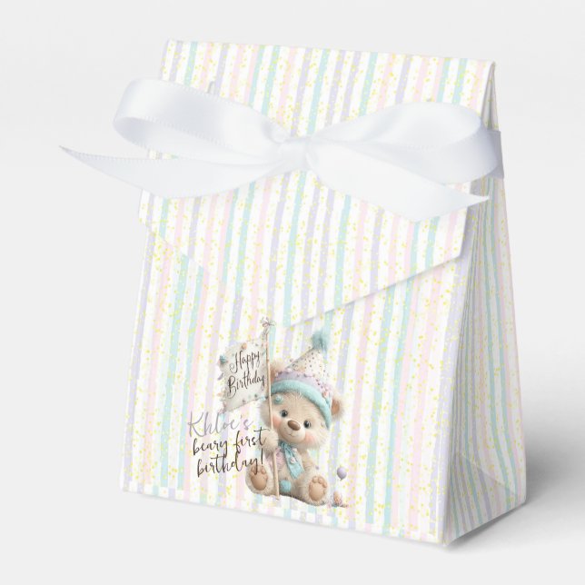 Pastel Teddy Bear Birthday  Geschenkschachtel (Vorderseite)