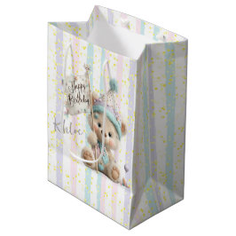 Pastel Teddy Bear Birthday  Mittlere Geschenktüte