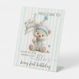 Pastel Teddy Bear Birthday  Sockelschild