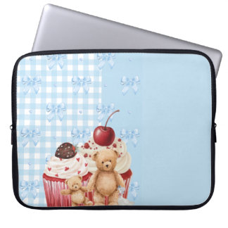 pastel "teddy bear" cupcake kawaii gingham ribbon  laptopschutzhülle